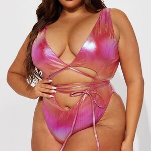 Metallic Fashion Nova One Piece Swimsuit